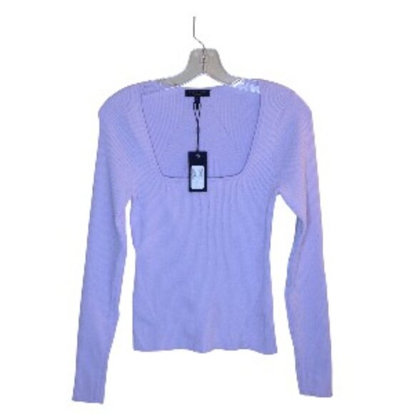 Rag & Bone Asher Square Neck Long Sleeve Top Lavender Medium (See Note) NWT - Picture 1 of 6